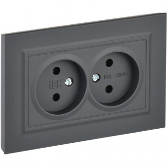 Розетка IEK BRITE РС12-2-БрГ 10А без заземляющего контакта и шторок, графит BR-R20-10-K53-F Розетка IEK BRITE РС12-2-БрГ 10А без заземляющего контакта и шторок, графит BR-R20-10-K53-F